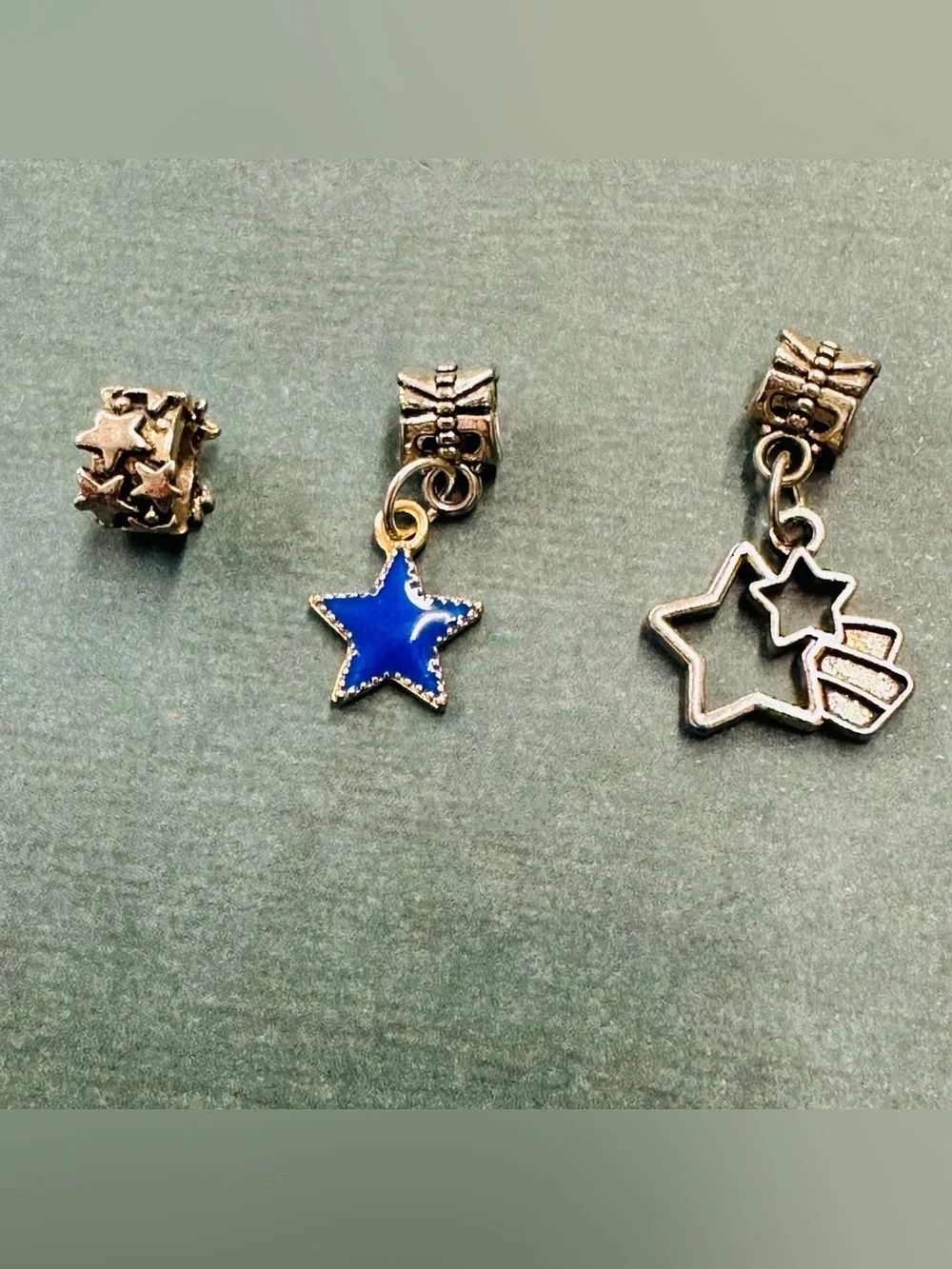 Silver Star Charm Bundle Set Of 3 Charms B11